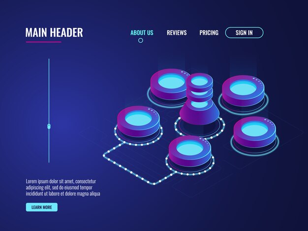 Data science concept, serverruimte en datacenter ison, big data processing