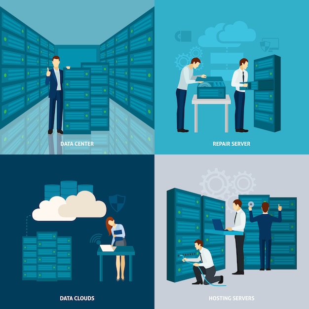 Gratis vector datacenter-set