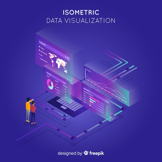 Datavisualisatie concept isometrische achtergrond