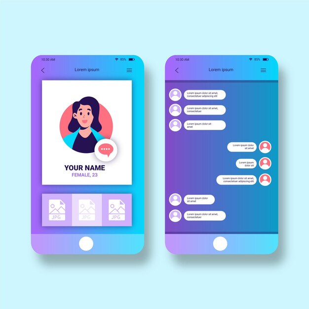 Dating app chat-interface set