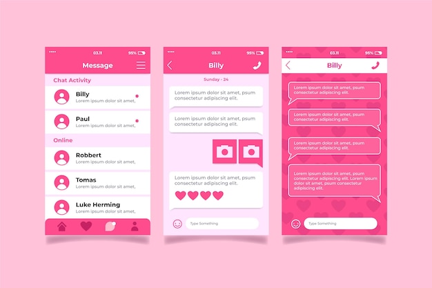 Dating app chat-interface sjabloonverzameling