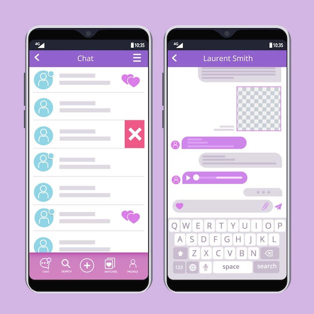 Dating app chat-interface voor telefoon