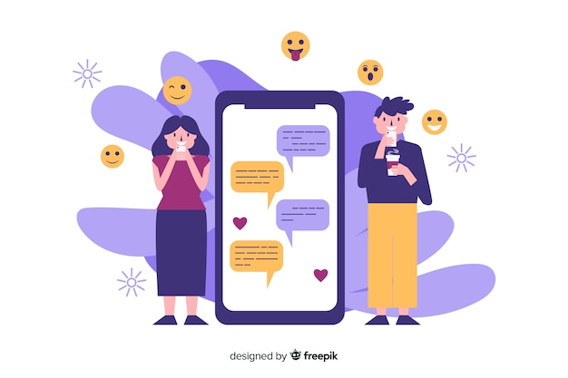 Dating app concept met illustraties