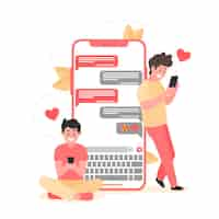 Gratis vector dating app concept met mannen