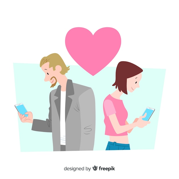 Gratis vector dating app concept met vreemden