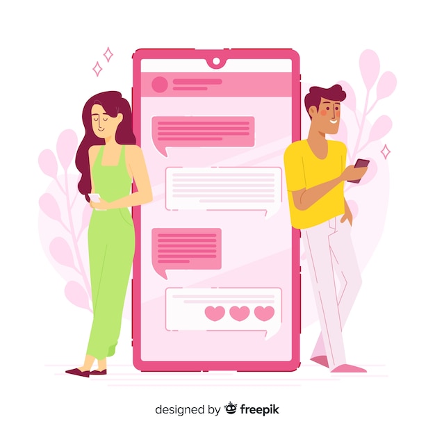 Gratis vector dating app concept met vreemden