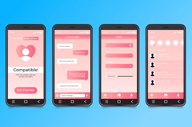 Gratis vector dating app-interface concept