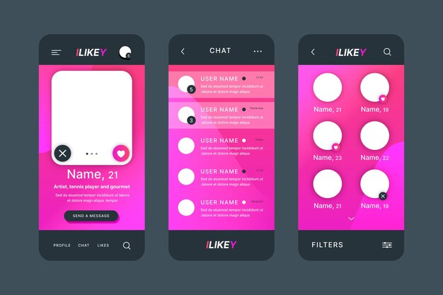 Dating app-interface op mobiel