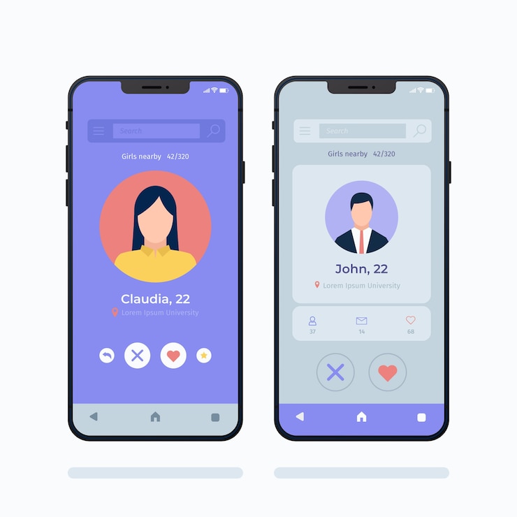 Gratis Vector dating app-interface