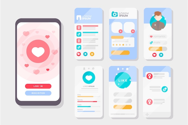 Gratis vector dating app swipe-interface