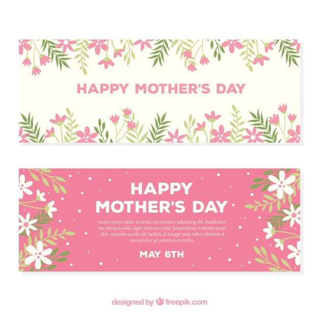 De banners van de gelukkige moederdag in vlak ontwerp