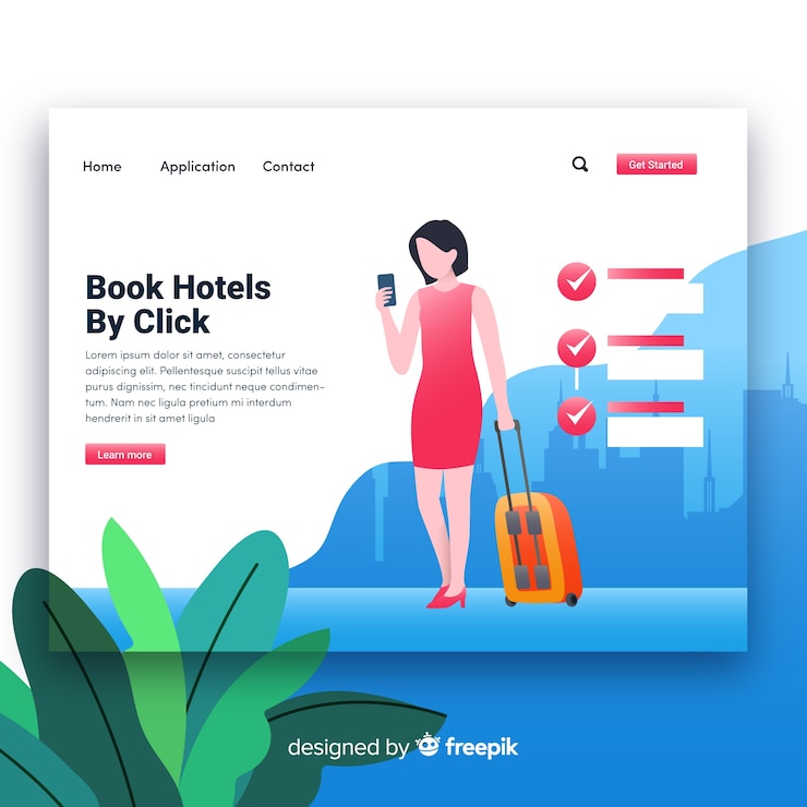 Gratis Vector de bestemmingspagina van hotels boeken