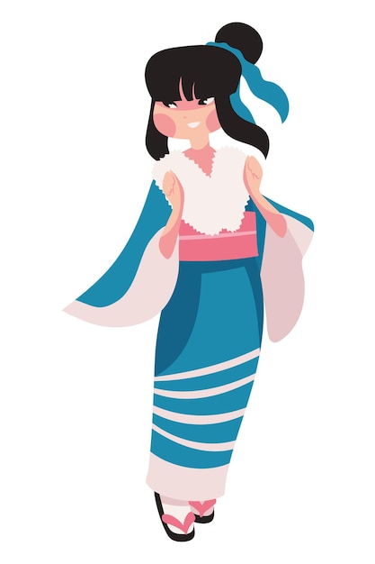 Gratis vector de dag van de komende leeftijd japanse vrouw ontwerp illustratie