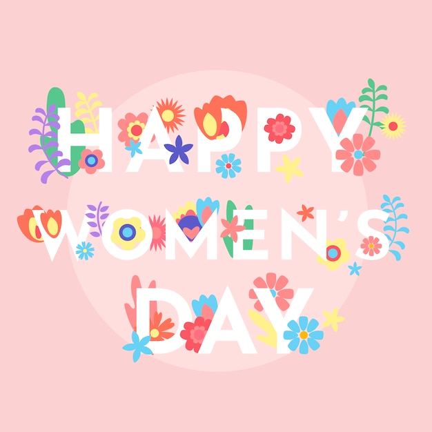 De dag van gelukkige vrouwen met kleurrijke bloemen