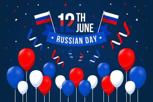 De dag van Rusland vlak ontwerp als achtergrond