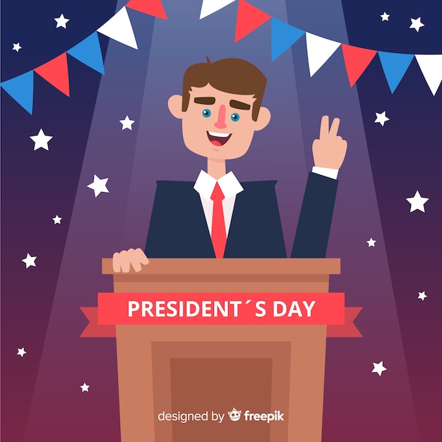 Gratis vector de dagachtergrond van de glimlachende president van de president