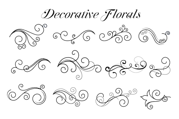 Gratis vector de decoratieve inzameling van wervelings bloemenornamenten