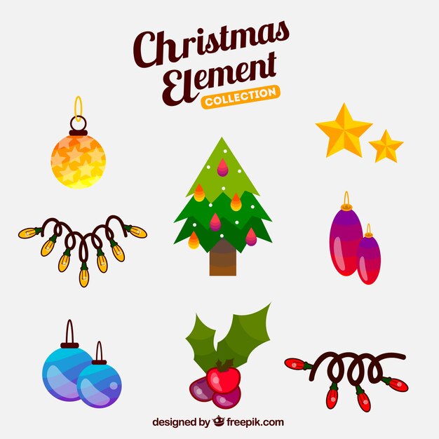 Gratis vector de elementen van kerstmis om de boom te versieren