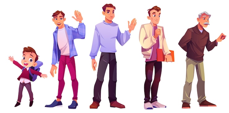 Gratis Vector de evolutie van de levenscyclus van de mens