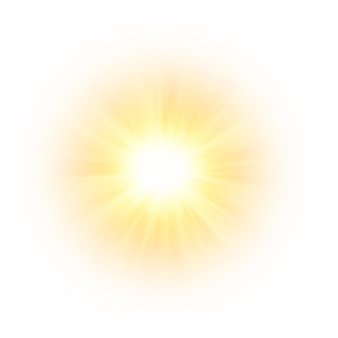 De gele zon een flits een zachte gloed zonder vertrekkende stralen ster flitste met glitters Premium Vector