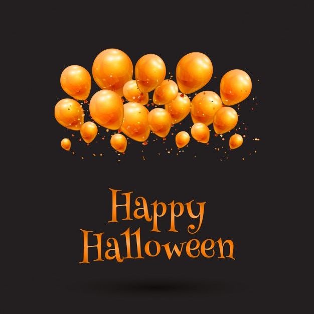 Gratis vector de gelukkige achtergrond van halloween met oranje ballonnen