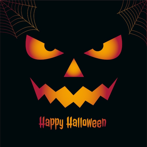 Gratis vector de gelukkige griezelige kaart van halloween met eng gezicht