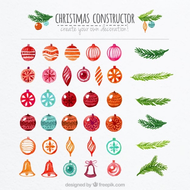 Gratis vector de hand geschilderd kerst constructeur