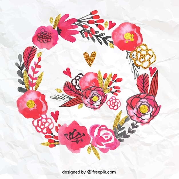 Gratis vector de hand geschilderde bloemen krans