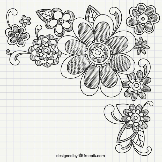 Gratis vector de hand getekende bloemen ornamenten