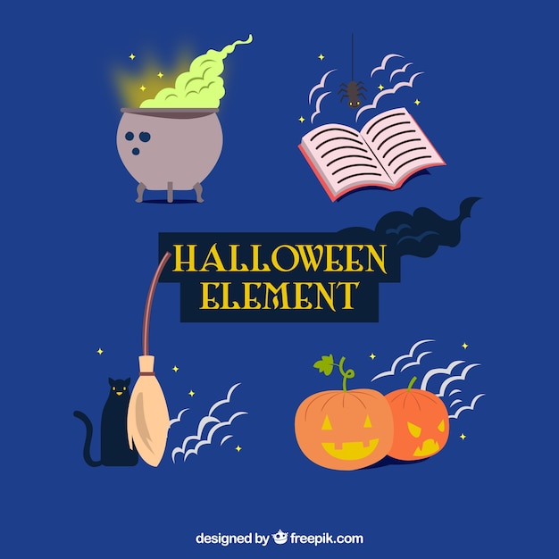 Gratis vector de hand getekende halloween elementen