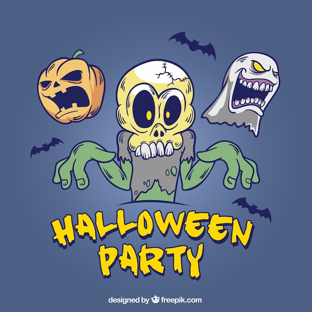 Gratis vector de hand getekende halloween partij achtergrond