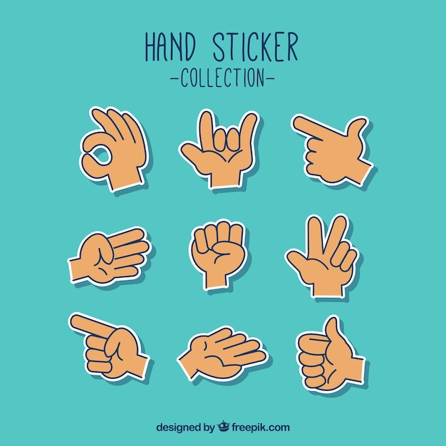 Gratis vector de handeninzameling met verschillend stelt in hand getrokken stijl