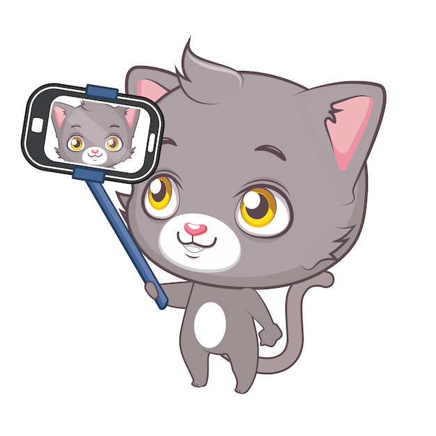 Gratis vector de kat van het doen van een selfie achtergrond