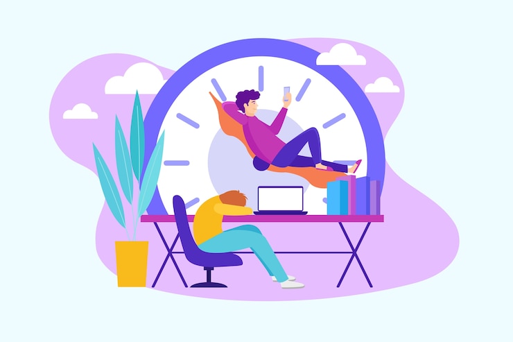 Gratis Vector de mens op telefoon stelt concept uit