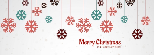 De mooie vrolijke vector van het de bannerontwerp van de kerstmissneeuwvlok