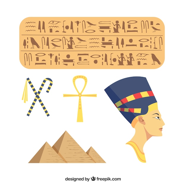 Gratis vector de oude samenstelling van egypte met vlak ontwerp