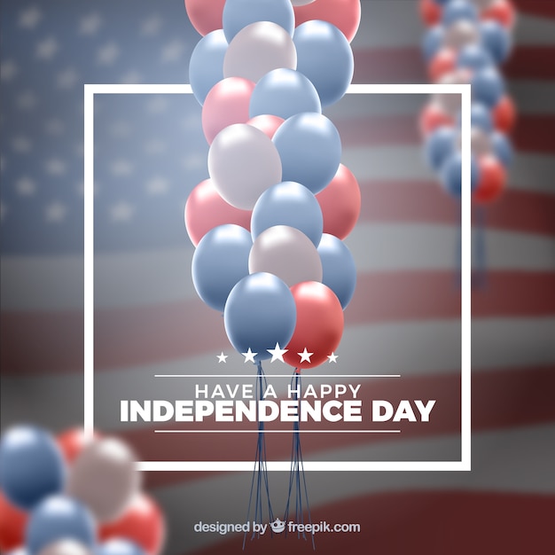 Gratis vector de realistische ballonnen van de amerikaanse onafhankelijkheidsdag