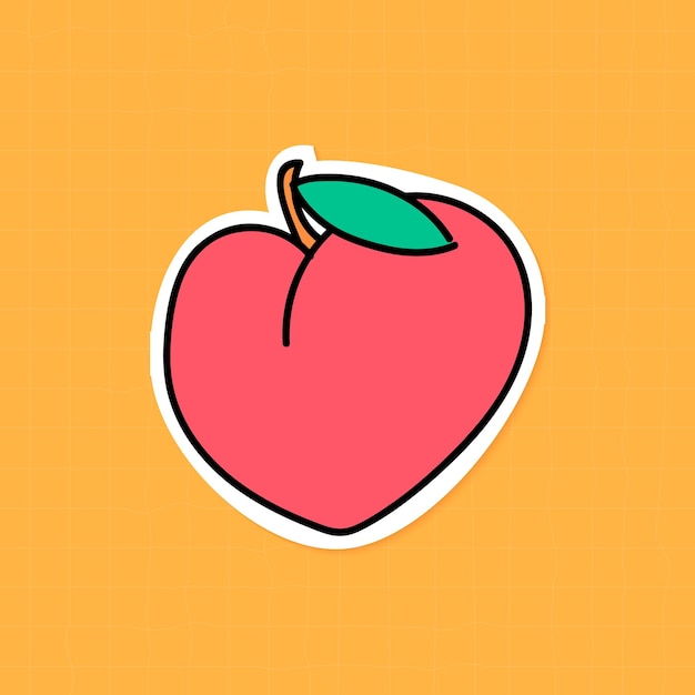 Gratis vector de rijpe sticker van het perzikfruit met een witte grensvector