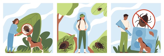 Gratis vector de samenstelling van insecten die met de vlakke geïsoleerde vectorillustratie van tekensymbolen wordt geplaatst