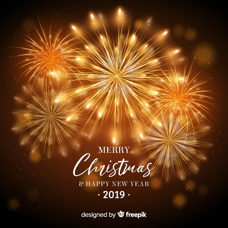 Gratis Vector de schitterende achtergrond van het vuurwerk nieuwe jaar