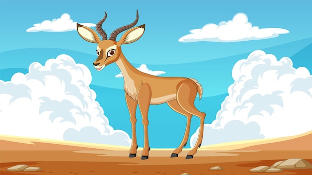 Gratis vector de sierlijke gazelle op de afrikaanse savanne