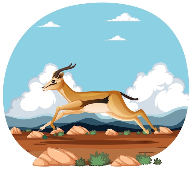 Gratis vector de sierlijke gazelle sprint over de savanne