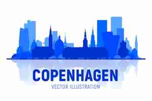 Gratis vector de skyline van kopenhagen denemarken met panorama op witte achtergrond vectorillustratie zakelijk reizen en toerisme concept met moderne gebouwen afbeelding voor presentatie banner website