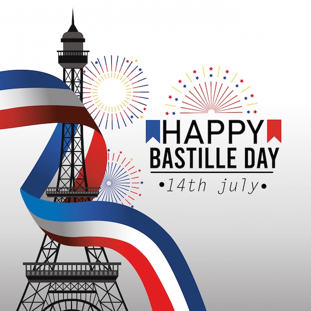 De toren van Eiffel met de vlaglint van Frankrijk