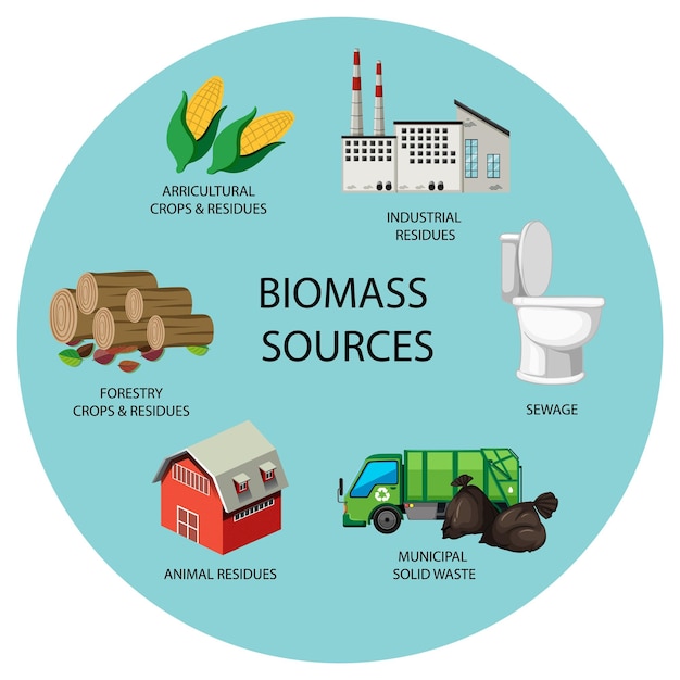 Gratis vector de vele vormen van biomassa-energie