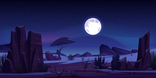 De woestijnlandschap van Arizona met rots en volle maan