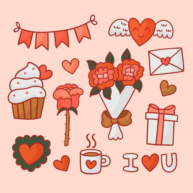 Decoratie en objecten voor een gelukkige Valentijnsdag