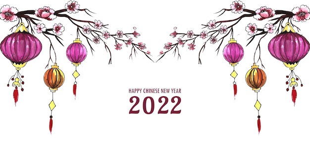 Decoratief chinees nieuwjaar 2022 voor de achtergrond van de lantaarnbanner