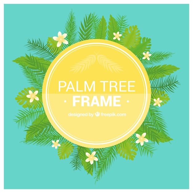 Decoratief frame met palm bladeren en bloemen