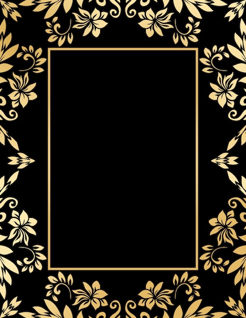 Gratis vector decoratief gouden frame met abstracte luxegolven en krullen